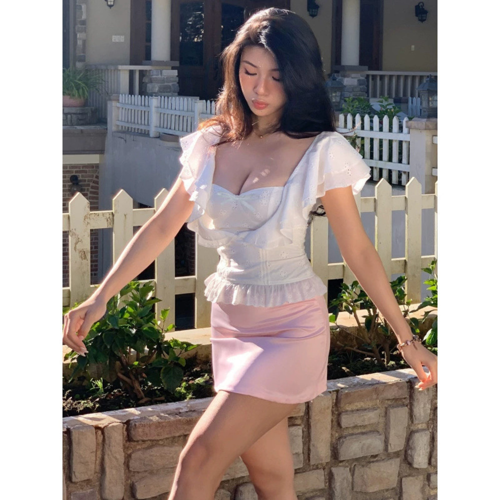 Zara Spring Short Sleeve Ruffle Waist Top - Picture 2 of 6